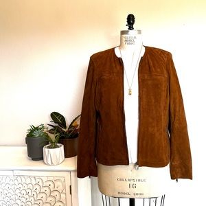 Lands End Women's Brown Suede Jacket Sz Large 14-16